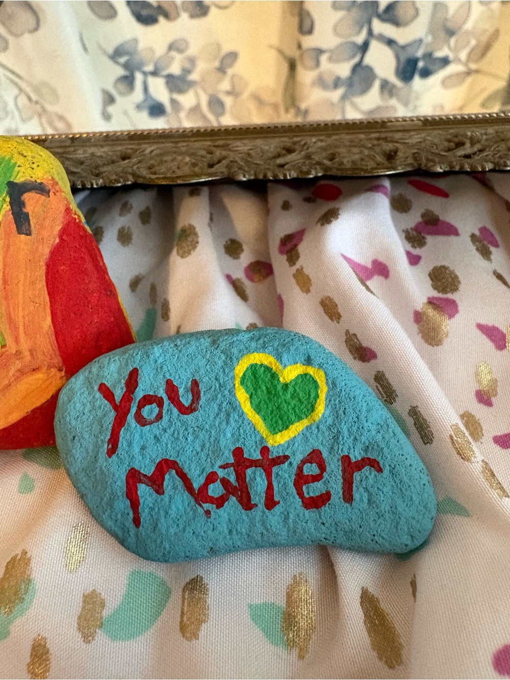 Hand-Painted Inspirational PRIDE Rocks - Rainbow & Turquoise - Picture 3 of 4